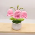Handcrafted crochet pink lily of the valley potted plant cute knitted floral home decor gift - Pink