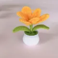 Handmade crocheted yellow tulip potted plant variant home decor desktop flower ornament - Orange