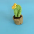 Pianta in vaso di cactus all'uncinetto fatta a mano, carina decorazione da scrivania. - Cactus Verde