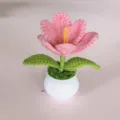 Handmade crochet tulip potted plant cute knitted flower desktop home decor gift finished item - Fashion Pink
