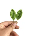 Feuilles vertes au crochet faites à la main accessoires de fleurs tricotées DIY. - Double Feuille / Vert