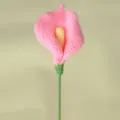 Branche de fleur de lys arum rose au crochet, décoration florale en laine artificielle. - Rose