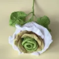 Fleur de rose au crochet faite à la main, produit fini, décoration florale artificielle 3D. - Vert Mixte