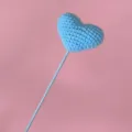 Handcrafted blue crochet heart branch variant, perfect for cute DIY home decor and hanging crafts. - Height 43cm Flower Head 7.5cm / Heart Blue