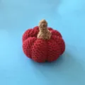 Handmade knitted wool pumpkin decoration, cute crochet toy for Halloween gift and home decor. - Red