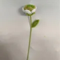 Handgemaakte gehaakte rozenbloem in groen-wit, enkele stengel, DIY knutsel boeket decoratie - Gradiënt Groene Roos