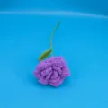 Handmade crochet rose flower knitted everlasting flower single stem home decor gift. - Purple