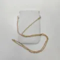 White Woven Leather Crossbody Phone Bag with Elegant Gold Chain Strap for Travel Use - Upgraded White