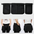 Vue détaillée du sac de ceinture à outils multifonction avec longueur totale 115 cm. - 2 Petites Pochettes + 1 Grande Pochette + Ceinture