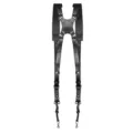 Vue détaillée de la double sangle de harnais pour appareil photo en cuir noir avec boucles. - Nouvelle Noir Double Épaule