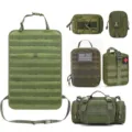 Pannello organizer per sedile auto MOLLE tattico e dettagli di tasche militari. - Borsa Sospesa Tattica Molle Set di 6 Pezzi / Verde militare