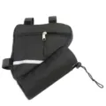 Vue détaillée de sacoche de cadre de vélo noire avec poche zippée et porte-bouteille. - Taille unique / Gen 2 Noir