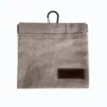 Portable dog treat training pouch with carabiner grey canvas bag for outdoor pet walking. - Gray