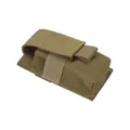 Compact tactical flashlight pouch made of durable nylon for outdoor sports and Molle gear. - Khaki