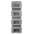 Organisateur de rangement suspendu gris à 4 niveaux avec fenêtres transparentes pour chambre. - 4 Grilles / Gris