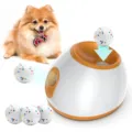 Lanceur de balle automatique pour chien blanc orange avec petites balles texturées jouet - Chargeur Prise US / Ensemble Orange