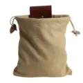 Détail de pochette de cueillette en toile, sac banane pliable pour fruits, rangement d'outils. - Kaki