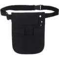 Black multi-functional utility waist bag with multiple pockets and adjustable belt for men. - Open Bag / Black
