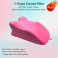 Y-shaped pink ergonomic sleeping pillow with plush cover and memory foam core for bedroom. - Upgraded Enlarged Style / Pink