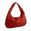 Woven leather shoulder bag for women, stylish underarm crescent handbag for daily use. - 48*48cm / Red