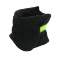 Cuscino da viaggio nero in morbido pile con dettaglio verde neon per un sonno confortevole. - Gen 3 Doppio Supporto Nero