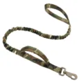 Tactical camo pet dog leash with bungee buffer and dual control handles for large dogs. - One Size / Gen 2 Leash / Camouflage