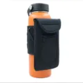 Black water bottle pouch bag for outdoor fitness sports, waterproof portable sleeve with zipper pocket. - Waterproof Magnetic Pouch (4 Magnets + Carabiner)
