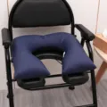 Dark blue U-shaped anti-bedsore cushion, thickened pressure relief pad for elderly care use. - U-shaped Commode Chair Cushion / Blue
