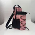 Pink Sports Water Bottle Bag Crossbody Fitness Pouch with Mesh Pocket and Shoulder Strap - Magnetic Water Bottle Pouch - 3 Strong Magnets - Reflective Pink