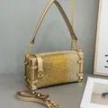 Luxus Strass Box Umhängetasche Damen Gold Glitzer Koffer Handtasche Schultertasche - 24*8*13cm / Gelb