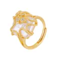 Bague Perle Baroque Irrégulière Argent 925 Rétro Géométrique Ouvert Bijoux Tendance - Couleur Or