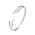 Bracciale rigido aperto doppio in argento con punte in cristallo, elegante design geometrico - S596-Oro Platino (Rame)