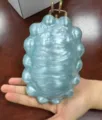Acrylic evening clutch bag with pearlized light blue surface and gold tone metal hardware for women. - 8*3*14cm / Blue