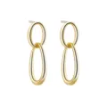 Élégantes boucles d'oreilles géométriques doubles en plaqué or pour femme mode quotidienne. - Couleur Or