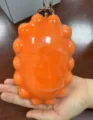 Orange acrylic evening clutch bag, glossy textured designer style women fashion handbag variant. - 8*3*14cm / Orange