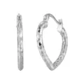 Argent sterling S925 Brillant Glace Écraser Cœur Créoles Bijoux Élégants Principal - WCE008-Or Platine