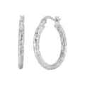 Boucles d'oreilles créoles rondes texturées en argent sterling S925, élégants bijoux. - WCE007-Or Platine