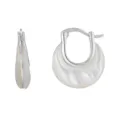 Élégantes boucles d'oreilles créoles en argent 925 et nacre, style français luxueux. - Or Platine (E2481)