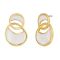 Boucles d'oreilles anneaux doubles or email blanc style francais design irregulier chic - Couleur Or
