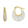 Élégantes boucles d'oreilles créoles en argent 925 plaqué or et nacre pour style chic. - Or Jaune (E2481)