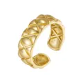 Bague ouverte matelassée en argent sterling S925 doré, motif losange style créateur. - Ouvert Réglable / Couleur Or