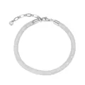 Bracelet tube en résille de cristal argenté pour femme, bijoux strass scintillants. - 16+4cm / Or blanc