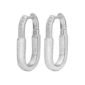 Boucles d'oreilles ovales géométriques en argent 925 avec oxydes de zirconium et fini mat. - Argent 925 / Or blanc