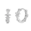 Boucles d'oreilles créoles croix fleur-de-lis en argent sterling S925 style punk - Boucle d'Oreille Croix Fleur de Lys - Or Platine
