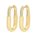 Boucles d'oreilles créoles ovales géométriques en argent 925 zirconium givré style minimaliste - Argent 925 / Couleur Or
