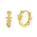 Créoles Croix Fleur-de-lis Gothique en Argent S925 Bijoux Punk Doré pour Femme Élégante - Boucle d'Oreille Croix Fleur de Lys - Or Jaune