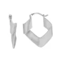Boucles d'oreilles créoles maillées torsadées en argent S925 bijoux mode géométriques - Or blanc