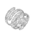 Bague enveloppante matelassée argentée pour femme, bijou géométrique large à motif diamant. - Ouvert Réglable / J1791-Couleur Platine-Ornement en Cuivre