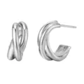 Boucles d'oreilles créoles géométriques torsadées argentées double couche, style minimaliste - Style Double en C (E2002) / Or blanc