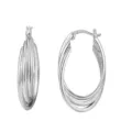 Superbes boucles d'oreilles créoles argentées à plusieurs brins, élégants bijoux mode. - Style Ovale Multicouche Tridimensionnel (E2045) / Or blanc
